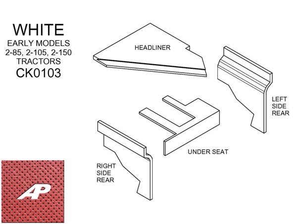 White Lower Cab Kit With Headliner, Early - Red