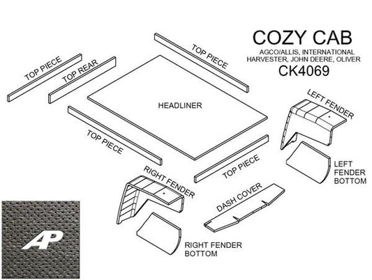 Cozy Cab, Lower Kit With Headliner - Black - CK4069