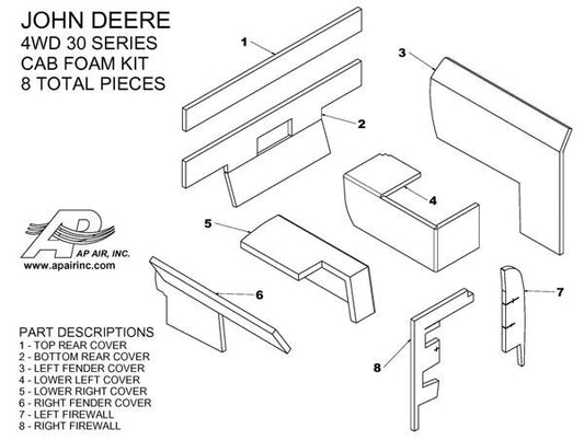 John Deere 4WD 30 Series Cab Kit - Black - CK5034