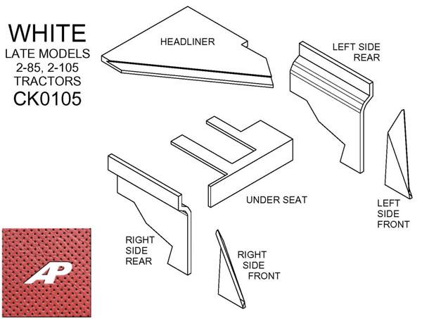 White Lower Cab Kit With Headliner, Late - Red