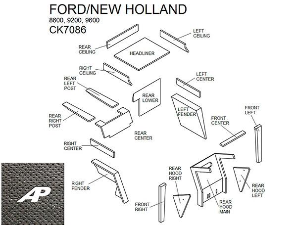 Lower Cab Kit with Headliner and Post Kit - Black – Fits NH Tractor ...
