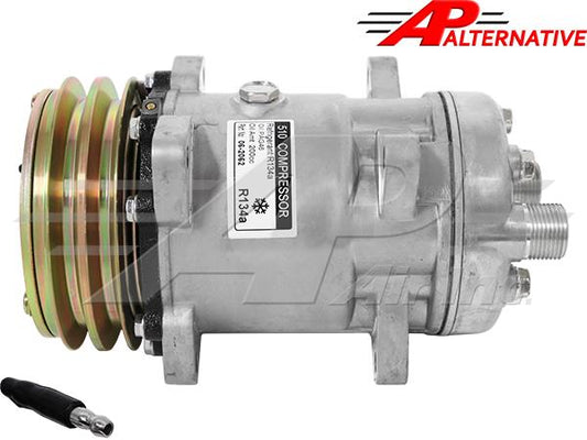 Aftermarket Sanden SD510, 5 1/4" 2 Groove Clutch, Horizontal Tube O-Ring LATE serial number