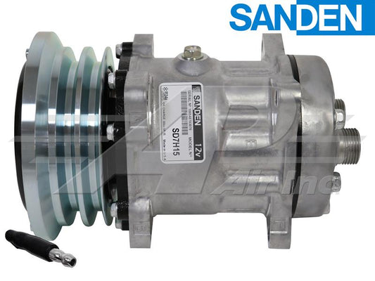 OE Sanden Compressor SD7H15 - 132mm, 2 Groove Clutch 12V LATE serial number
