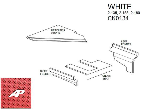 White Lower Cab Kit with Headliner, Early - Red