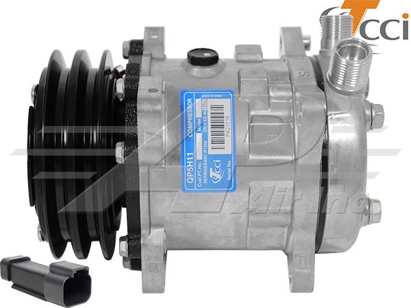 TCCI Compressor SD5H11 - 125mm, 2 Groove Clutch 12V