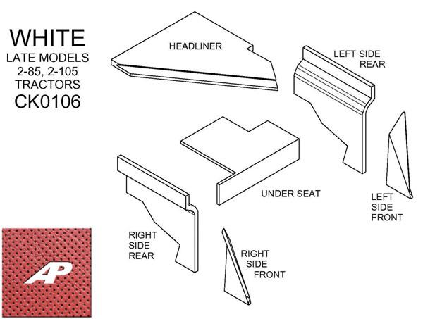 White Lower Cab Kit With Headliner, Late - Red