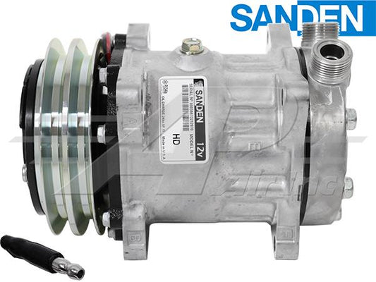 OE Sanden Compressor SD7H15 - 132mm, 2 Groove Clutch 12V LATE serial number