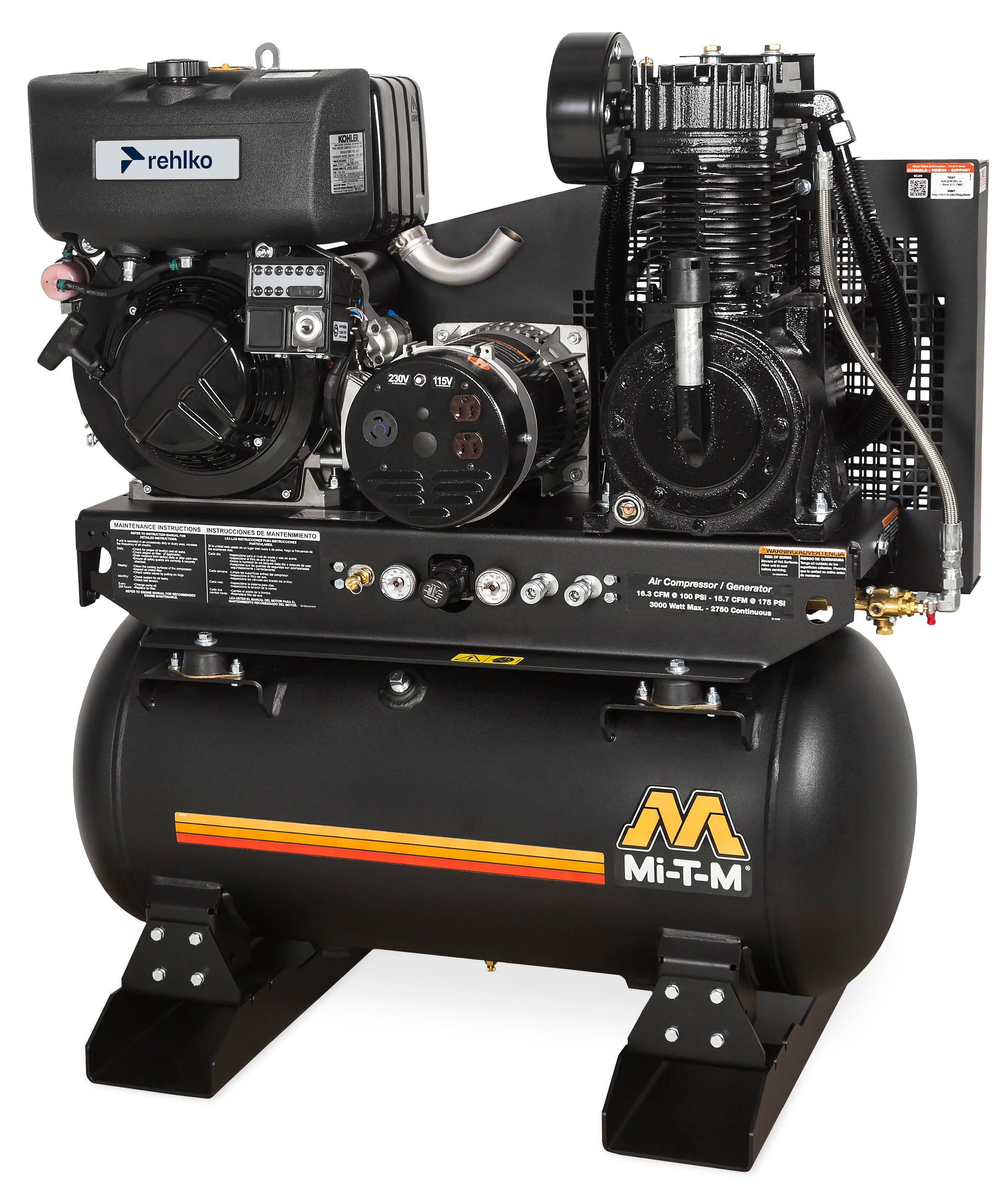 Mi-T-M AG2-SKD9-30M 90 PSI air compressor generator