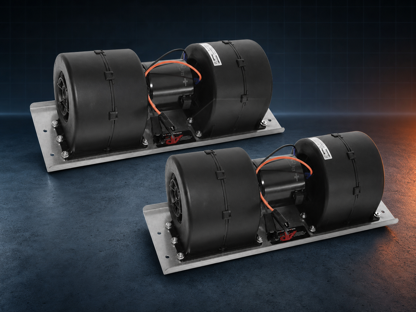 Actual agricultural A/C blower fan assemblies